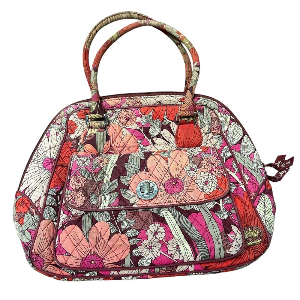 Retro Floral Vera Bradley Bowler‎ Bag Pink Red Cotton Y2K Coquette Purse Floral